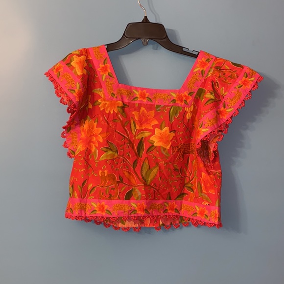 FARM Rio Solar Forest Square Neck Cotton Blouse NWT size medium - Picture 12 of 15